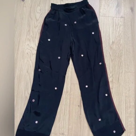 Farm Rio Black Rainbow Beaded Mirror Trim Trousers pants M sold out online - Picture 6 of 7